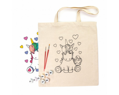Набір для творчості екосумка-розмальовка "Юнікорн" N0003605, 38х42 см