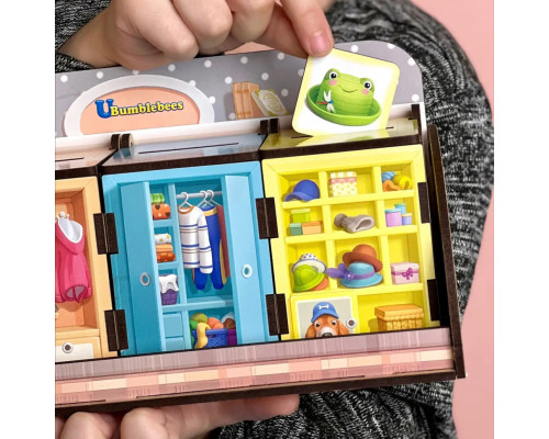 Деревянная настольная игра "Шкафы с одеждой" Ubumblebees (ПСД061) PSD061 сортер-комодик