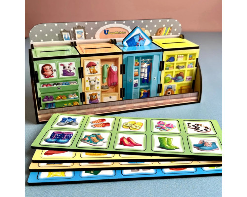 Деревянная настольная игра "Шкафы с одеждой" Ubumblebees (ПСД061) PSD061 сортер-комодик