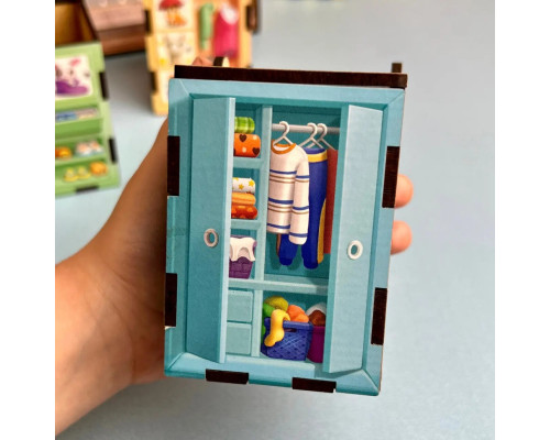 Деревянная настольная игра "Шкафы с одеждой" Ubumblebees (ПСД061) PSD061 сортер-комодик