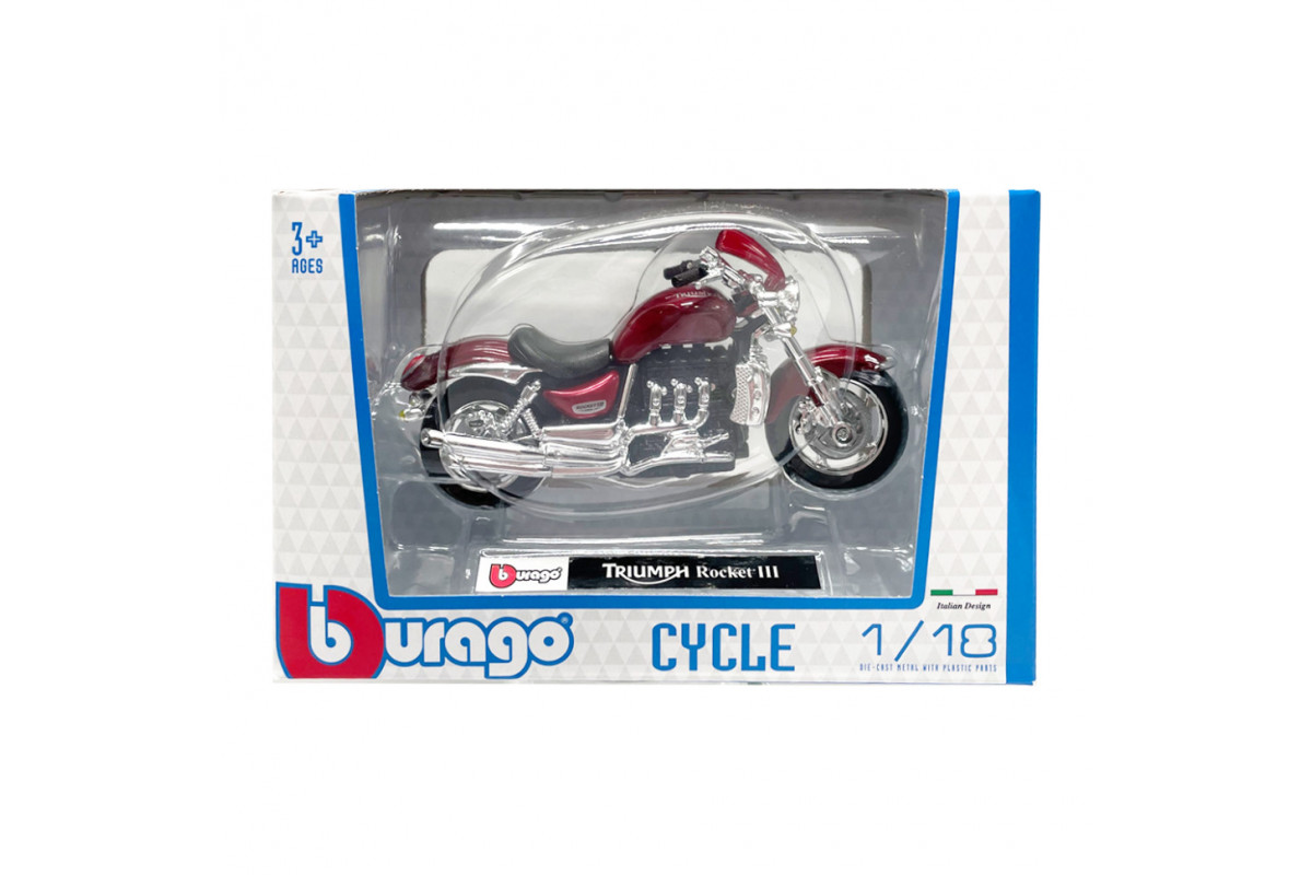 Детская модель Мотоцикла "Triumph Rocket" Bburago 18-51030-16 масштаб 1:18 Детская модель Мотоцикла "Triumph Rocket" Bburago 18-51030-16 масштаб 1:18