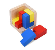 Дерев'яна куб-головоломка MD 0758-2 підставка 6 елементів
