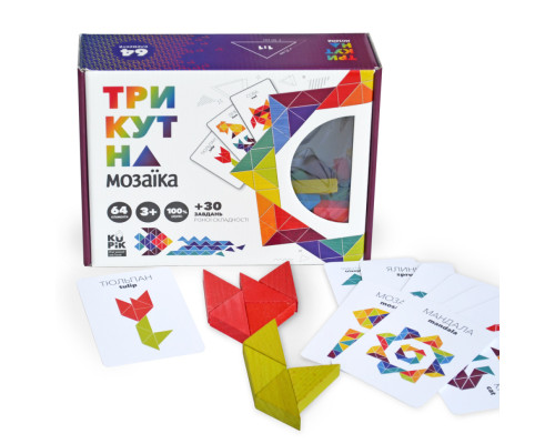 Дерев'яна гра "Трикутна мозаїка" Kupik 900194, 64 деталі