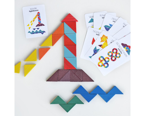 Дерев'яна гра "Трикутна мозаїка" Kupik 900194, 64 деталі