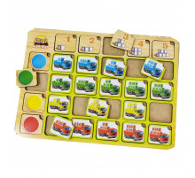 Дерев'яний пазл-сортер "Вантажівки" Ubumblebees (ПСФ102) PSF102 колір та рахунок