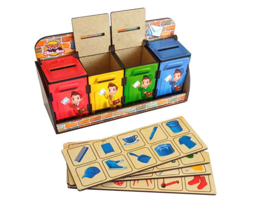 Деревянная настольная игра "Веселый почтальон" Ubumblebees (ПСД081) PSD081 сортер-комодик