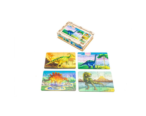Дерев’яний дитячий пазл 4в1 "Динозаври" Puz-74598, 80 елементів
