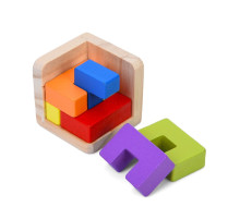 Дерев'яна куб-головоломка MD 0758-1 підставка 6 елементів