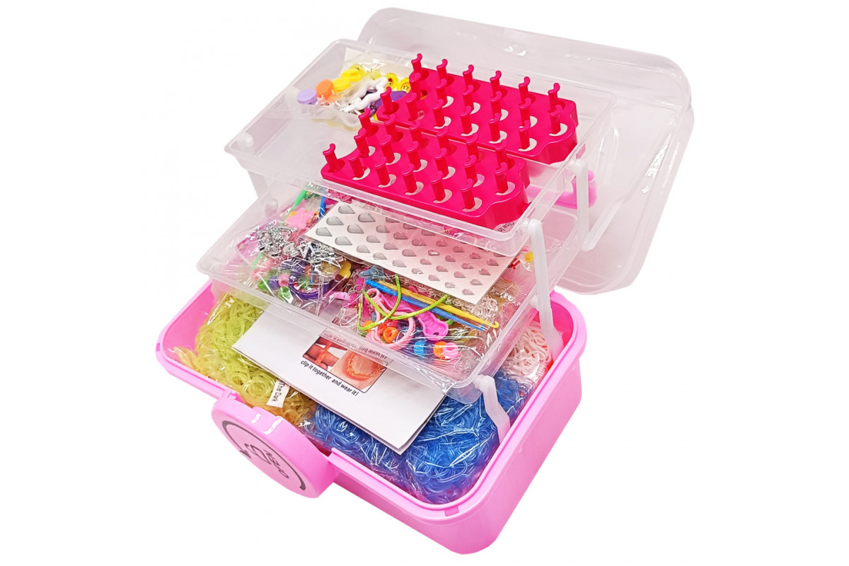 Детский набор для плетения браслетов "Loom" 16202(Pink) в чемодане