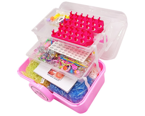 Дитячий набір для плетіння браслетів "Loom" 16202(Pink) в чемодані
