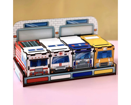 Деревянная настольная игра "Служебный транспорт" Ubumblebees (ПСФ027) PSF027 сортер-комодик