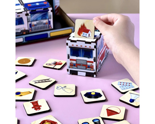 Деревянная настольная игра "Служебный транспорт" Ubumblebees (ПСФ027) PSF027 сортер-комодик