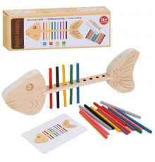 Дерев'яна іграшка сортер "Риба" MD 0746 кольорові палички