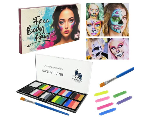 Детский набор аквагрима Cel-2503 палетка, кисточка, 10 цветов