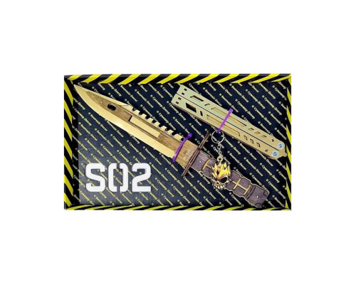Набор ножей сувенирных деревянных SO-2 "БАБОЧКА LEGASY & M-9 BAYONET GOLD" SO2-2-B