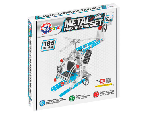 Дитячий Конструктор металевий "Вертоліт"ТехноК 4944TXK, 185 деталей