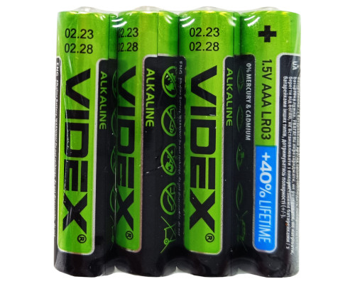 Батарейка щелочная Videx Alkaline Videx LR3 AAAx4, LR03/AAA блистер 4 штуки минипальчики блистер