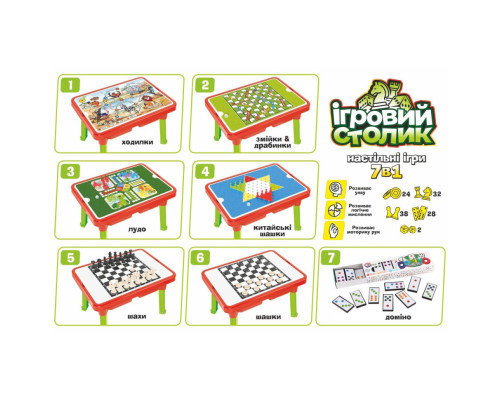 Детский столик "Набор настольных игр" 9604TXK 7 игр