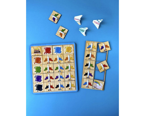 Деревянный пазл-сортер "Самолеты" Ubumblebees (ПСФ105) PSF105 изучение цветов