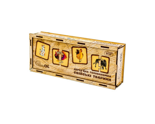 Дерев'яна головоломка "Свійські тварини" Puz-37351, 40 елементів
