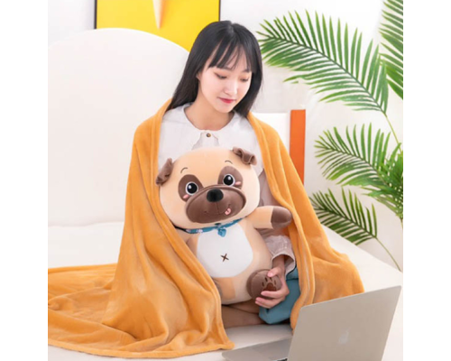 Дитяча м'яка іграшка "Собачка" L1130 іграшка з пледом, розмір 50 см