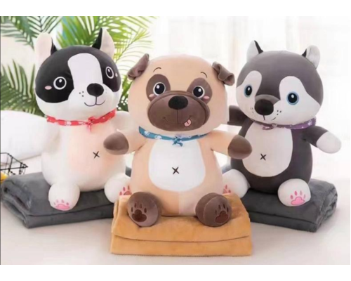 Дитяча м'яка іграшка "Собачка" L1130 іграшка з пледом, розмір 50 см