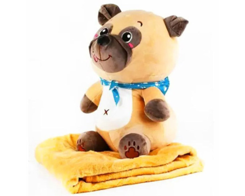 Дитяча м'яка іграшка "Собачка" L1130 іграшка з пледом, розмір 50 см