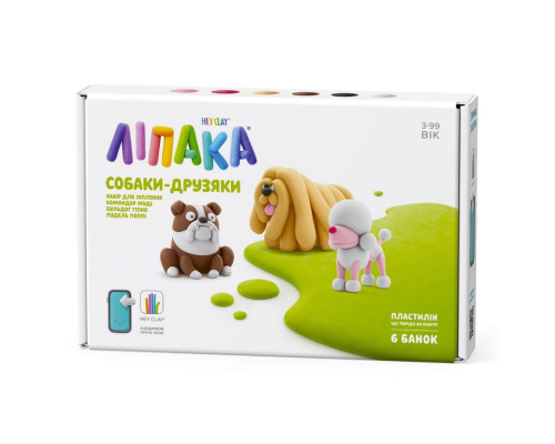 Набір пластиліну "Собаки-Друзі: Комондор Муді, Бульдог Гіпно, Пудель Поппі" ЛІПАКА 60057-UA01 самостійно твердіє