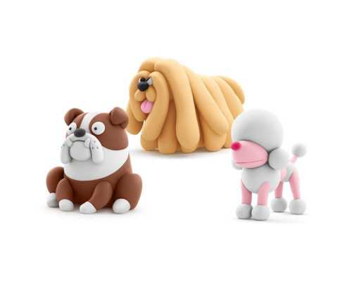 Набір пластиліну "Собаки-Друзі: Комондор Муді, Бульдог Гіпно, Пудель Поппі" ЛІПАКА 60057-UA01 самостійно твердіє