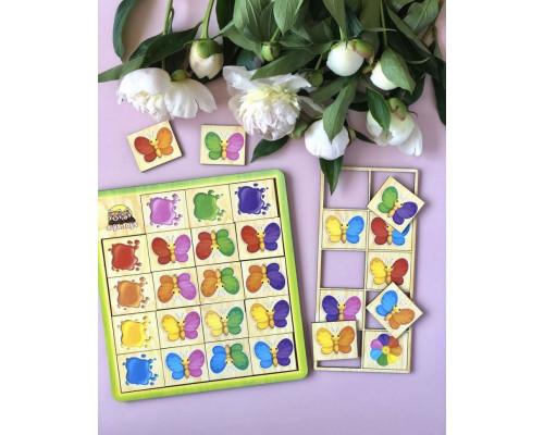 Деревянный пазл-сортер "Бабочки" Ubumblebees (ПСФ106) PSF106 изучение цветов