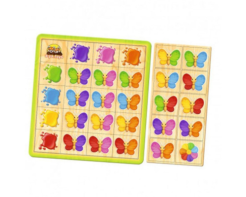 Деревянный пазл-сортер "Бабочки" Ubumblebees (ПСФ106) PSF106 изучение цветов