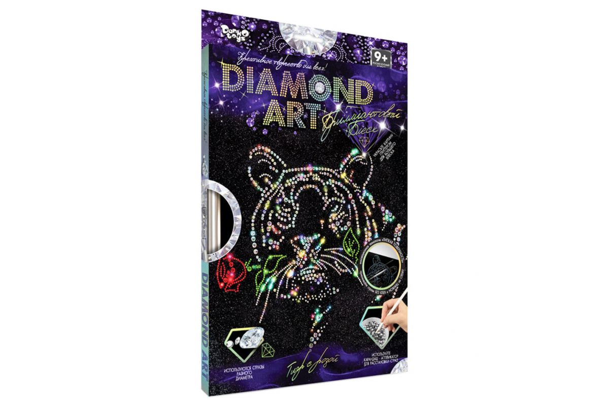 Комплект креативного творчества DAR-01 "DIAMOND ART" Тигр с розой