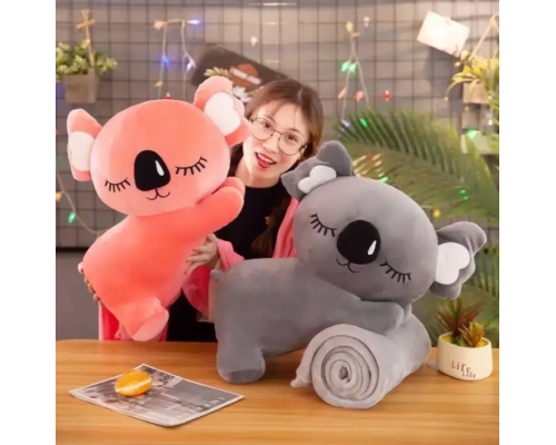 Дитяча м'яка іграшка "Коала" L1129(Pink) іграшка з пледом, розмір 50 см