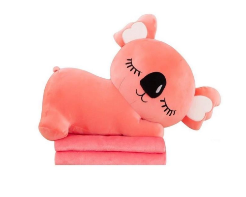 Дитяча м'яка іграшка "Коала" L1129(Pink) іграшка з пледом, розмір 50 см