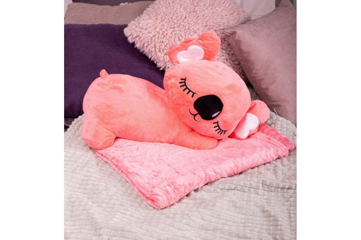 Дитяча м'яка іграшка "Коала" L1129(Pink) іграшка з пледом, розмір 50 см Дитяча м'яка іграшка "Коала" L1129(Pink) іграшка з пледом, розмір 50 см