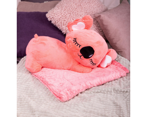 Дитяча м'яка іграшка "Коала" L1129(Pink) іграшка з пледом, розмір 50 см