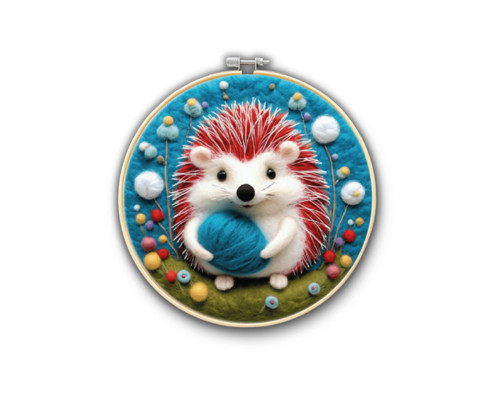 Набір для валяння картини із вовни "Тепло в лапках" EFL009 діаметр 20 см