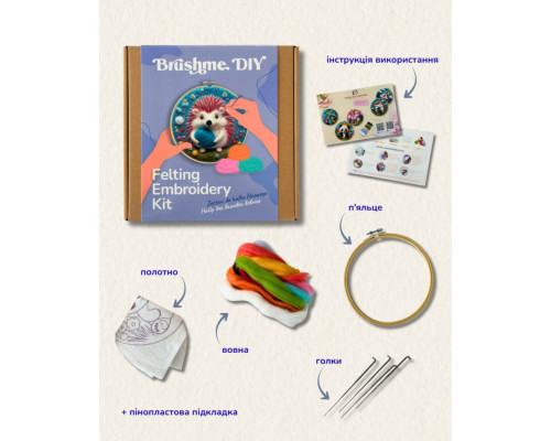 Набір для валяння картини із вовни "Тепло в лапках" EFL009 діаметр 20 см