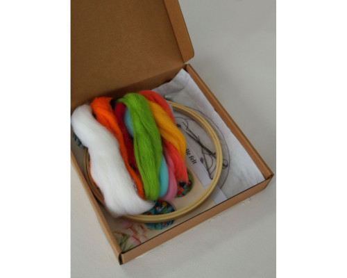 Набір для валяння картини із вовни "Тепло в лапках" EFL009 діаметр 20 см