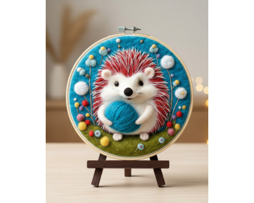 Набір для валяння картини із вовни "Тепло в лапках" EFL009 діаметр 20 см