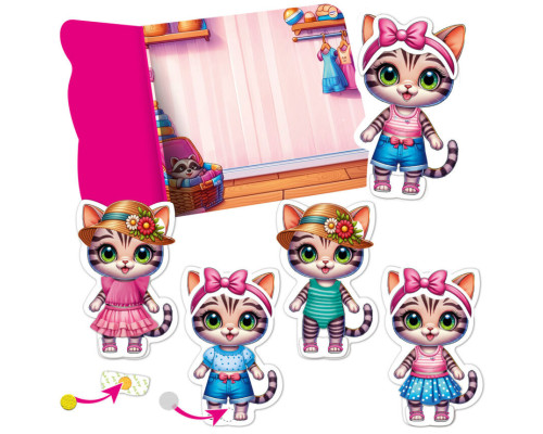 Игра развивающая с липучками "Котенок" VT1320-03, 10 элементов одежды