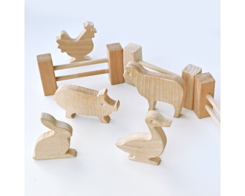 Деревянный игровой набор "Фигурки животных" Igroteco 900521, 17 деталей