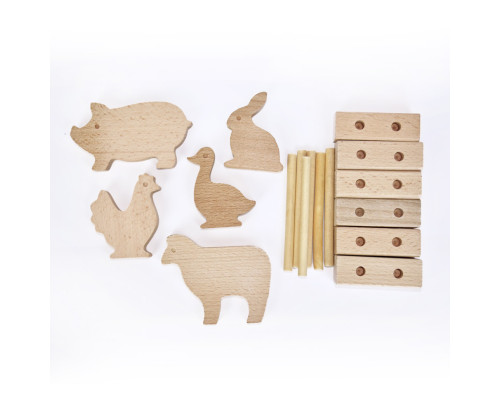 Деревянный игровой набор "Фигурки животных" Igroteco 900521, 17 деталей