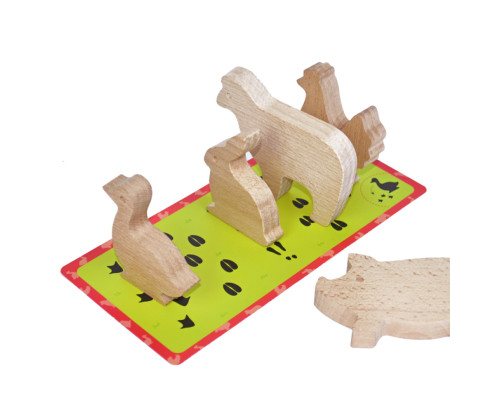 Деревянный игровой набор "Фигурки животных" Igroteco 900521, 17 деталей