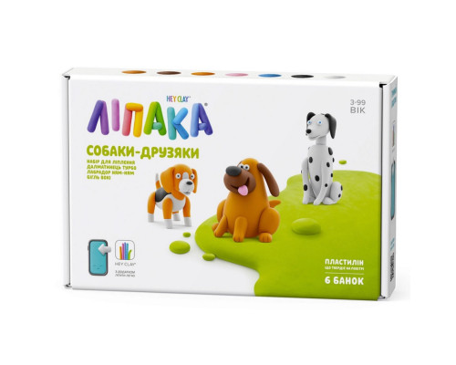 Набір пластиліну "Собаки-Друзі Далматинець Турбо, Лабрадор Ням-Ням, Бігль Вокі" ЛІПАКА 60058-UA01 самостійно твердіє