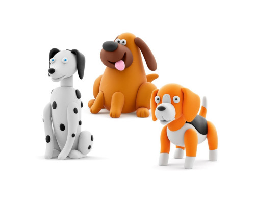 Набір пластиліну "Собаки-Друзі Далматинець Турбо, Лабрадор Ням-Ням, Бігль Вокі" ЛІПАКА 60058-UA01 самостійно твердіє