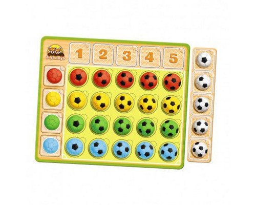 Деревянный пазл-сортер "Футбольные мячики" Ubumblebees (ПСФ107) PSF107 цвет и счет