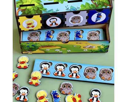 Деревянная настольная игра "Птицы" Ubumblebees (ПСД167) PSD167 сортер-комодик