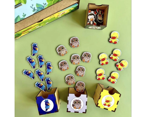 Деревянная настольная игра "Птицы" Ubumblebees (ПСД167) PSD167 сортер-комодик