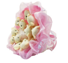 Букет из игрушек Мишки нежно-розовый 5347IT с 11ю игрушками